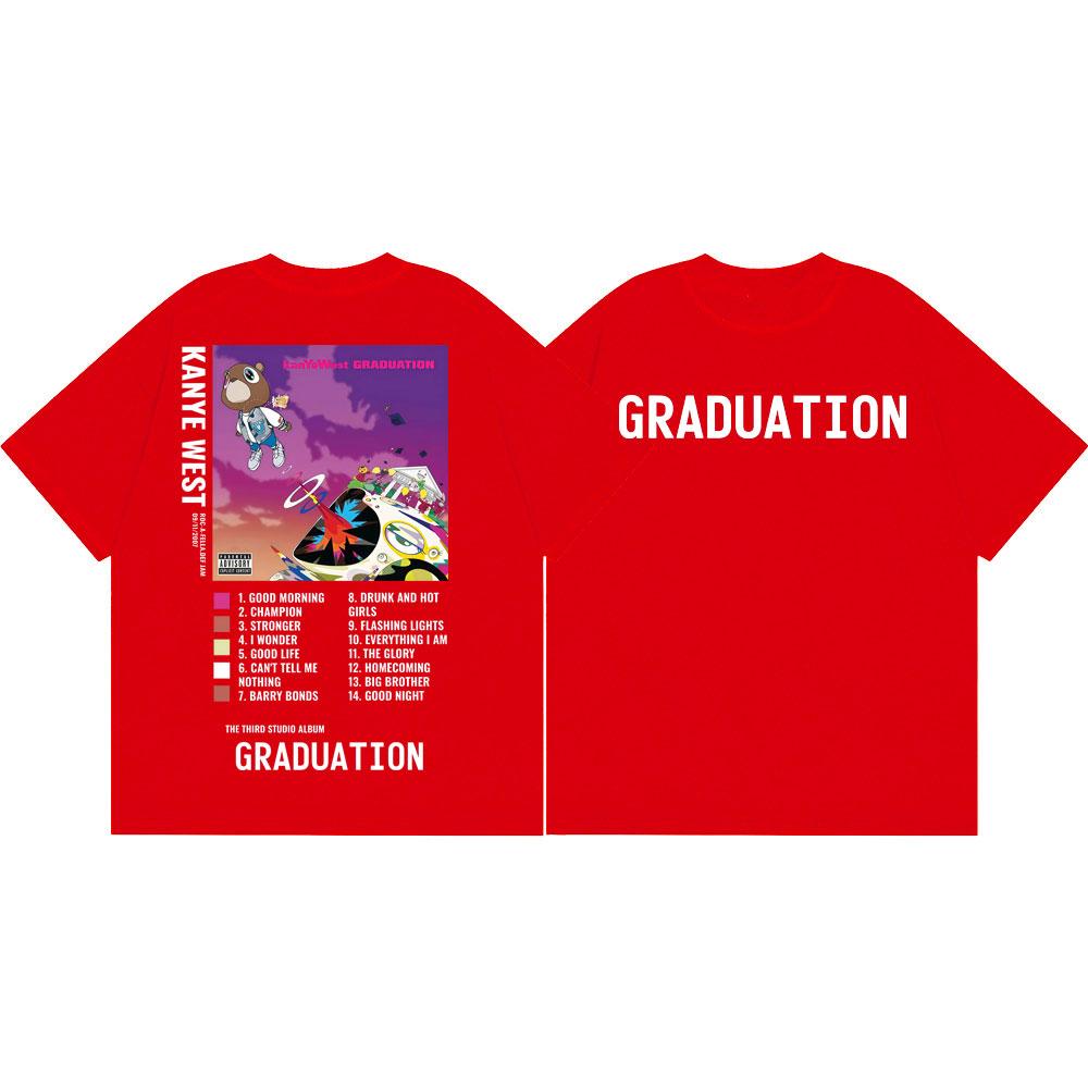 Rapper Kanye West Graduation Album Poster Graphic T Shirts Hip Hop Fashion Short Sleeve Tshirt Unisex Unisex Casual Loose Tshirts
