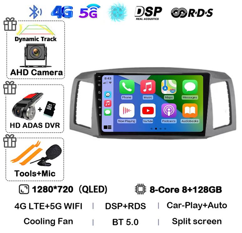 Android 14 Carplay Auto WIFI+4G для JEEP Grand Cherokee 2004 2005 2006 2007 Автомобильный радиоприемник Мультимедиа Видеоплеер GPS Стерео Аудио