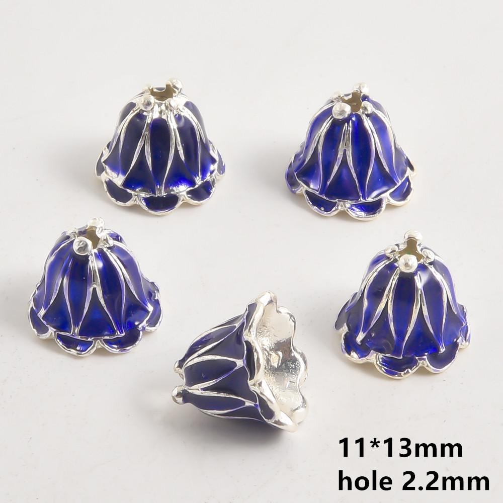 10pcs/Lot Vintage Enamel Flower Bead Cap Accessories For Jewelry Making Supplies Bohemia End Caps Handmade Connectors Materials