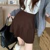 Short Skirt Knitted Half Skirt for Women In Autumn, High Waisted, Small A-line , Pleated Skirt Design, Black