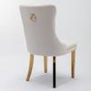 A&A Furniture,Nikki Collection Tufted Solid Wood Velvet Dining Chair with Golden Plating Legs,Nailhead Trim,Set of 2, Beige and Gold, DE1601BG