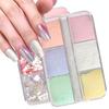 6 Grids Nail Glitter Aurora Mirror Powder Pearly Flakes Pigment, Sparkly Charm for Nail Design Manicures
