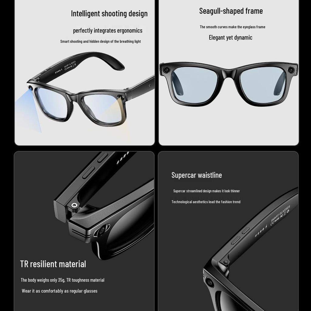 W600B Smart Glasses: Anti-Shake Photography, AI Translation, Object Recognition, Bluetooth Music.