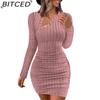 Женские однотонные без бретелек с наклонным вырезом, облегающие модные тонкие сексуальные платья с длинными рукавами