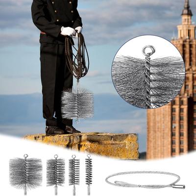 Щетка для чистки дымохода из нержавеющей стали, щетка для трубы печи, гибкий инструмент для прочистки засоров, огнеупорный, полный инструмент для сушилок