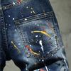 Men Summer Shorts Jeans Holes Denim Shorts Paint Casual Streetwear Jeasn Shorts High Quality Men Slim Fit Stretch Jeans