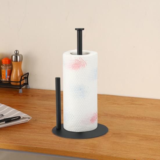 Vertical Tissue Holder Paper Towel Stand with Anti-Slip Weighted Base Kitchen Countertop Freestanding Paper Towel Rack