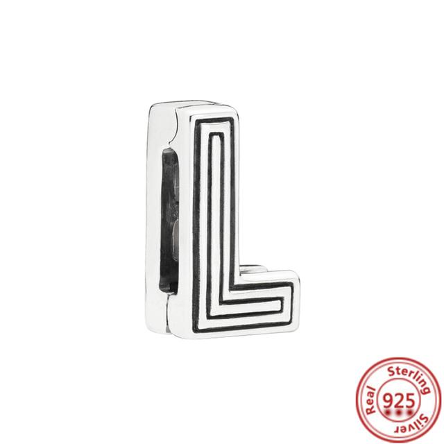 Стерлингового серебра 925 пробы, бусины, буквы, сердце, листья, круг, сверкающие клипсы, подвески, подходят для браслета с отражениями, ювелирные украшения