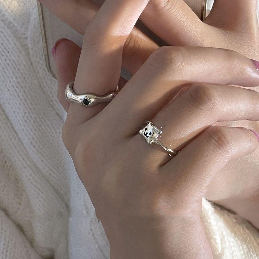 Регулируемые милые мультяшные парные кольца с щенками - Модные и универсальные