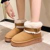 Модные женские туфли желтого цвета с круглым носком на флисовой подкладке, зимние ботильоны на платформе 2025, новинка, шикарные и элегантные готические утепленные зимние ботинки для женщин