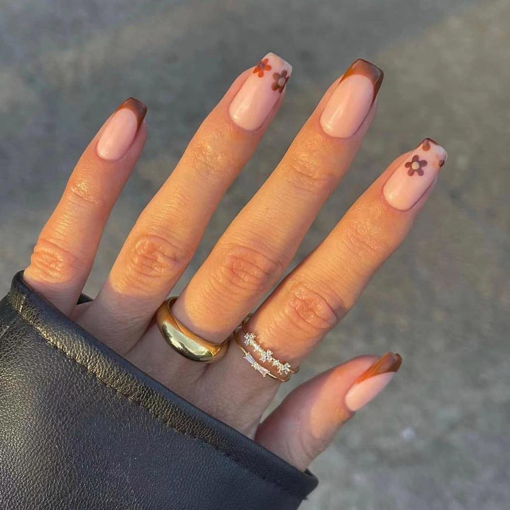 24pcs/Box Press On Nails Artificial Full Cover Wearable Fake Nails Nail Tips Square Head False Nails