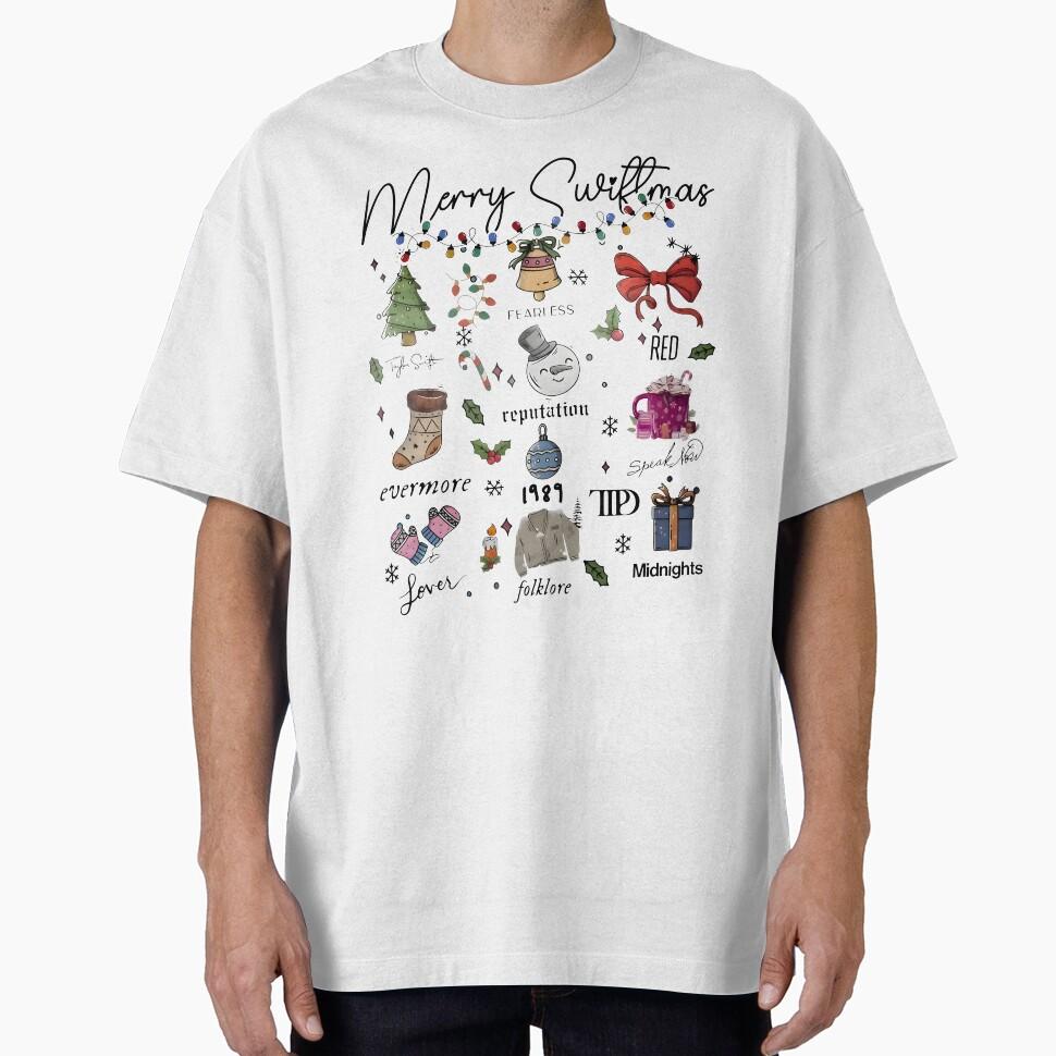 Taylor Swift Merry Swiftmas Swiftie Albums Oversized T-Shirt