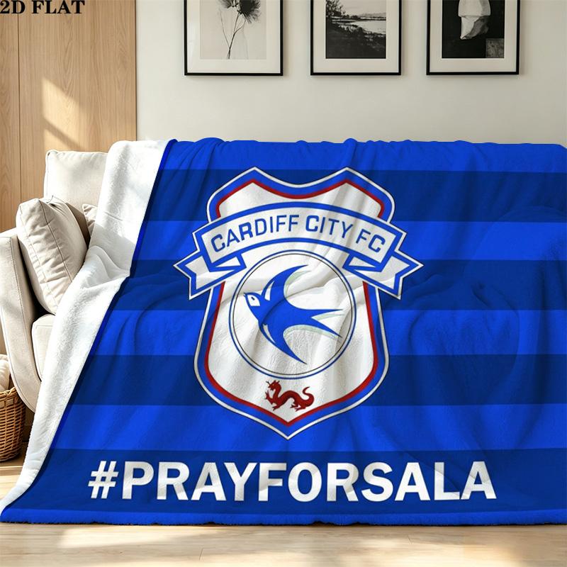 Фланелевое одеяло с принтом Cardiff City FC Высококачественное Теплое Удобное Покрытие для Всех Сезонов Идеально для Подарков Домашний Декор