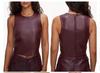 Lambskin Burgundy Women's Top Sleeveless Party Wear Handmade Leather Stylish Casual