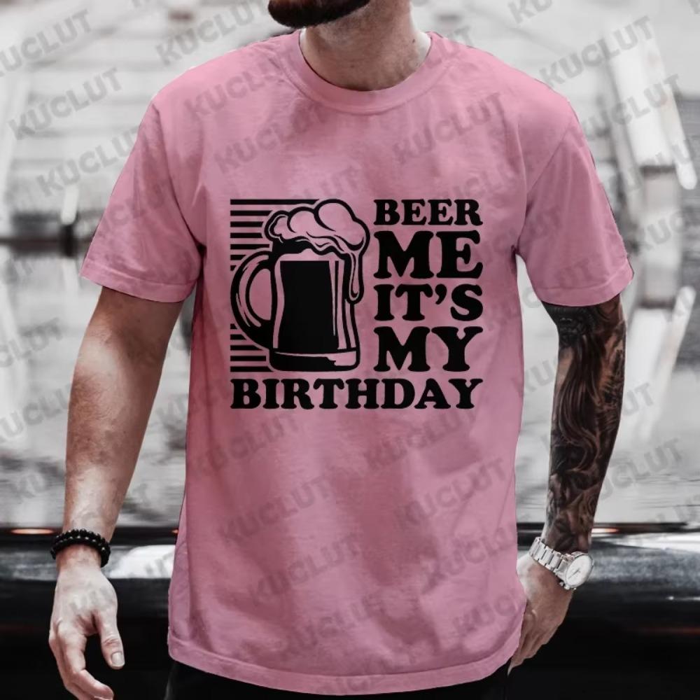 Футболки с надписью «Пивной день» с надписью «Пиво, я, это мой день рождения» Мужские футболки Одежда Y2K Мальчишник Выпивка Команда Парные футболки