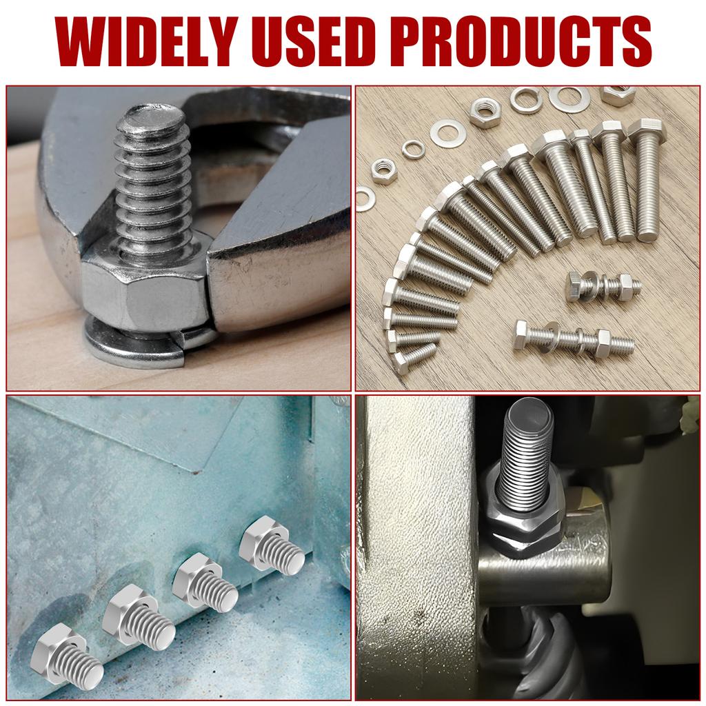 232Pcs Hex Bolts and Nuts Set M6 M8 M10 M12 Nut and Bolt Assortment Kit 304 Stainless Steel Outer Hexagon Bolts Machine Screws