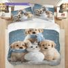 Golden Retriever Pattern Bedding Quilt Set Quilt Cover Pillowcase Home Decoration Birthday Gift (1 * duvet cover + 2 * pillowcase, without core)
