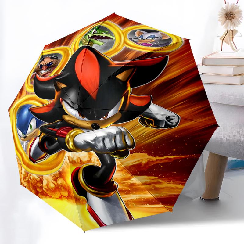 1pc Shadow's Rise Sonic the Hedgehog Automatic Opening and Closing Umbrella - Small Umbrella Suitable for Various Occasions J079