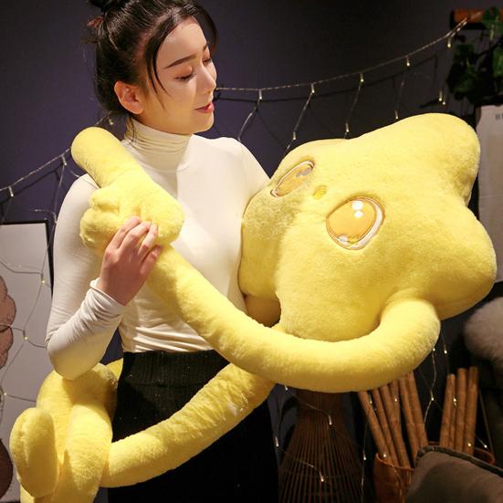 Плюшевая подушка с большими глазами, длинными руками, ногами, полипропиленовым хлопком, полностью наполненная мультяшная мягкая игрушка, милая декоративная подушка в форме звезды, декор для комнаты, спальни, дивана