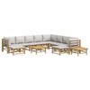 VidaXL Garden Lounge Set 12 Pcs with Light Grey Cushions Bamboo, Lounge Set, Outdoor Lounge Set 3155099