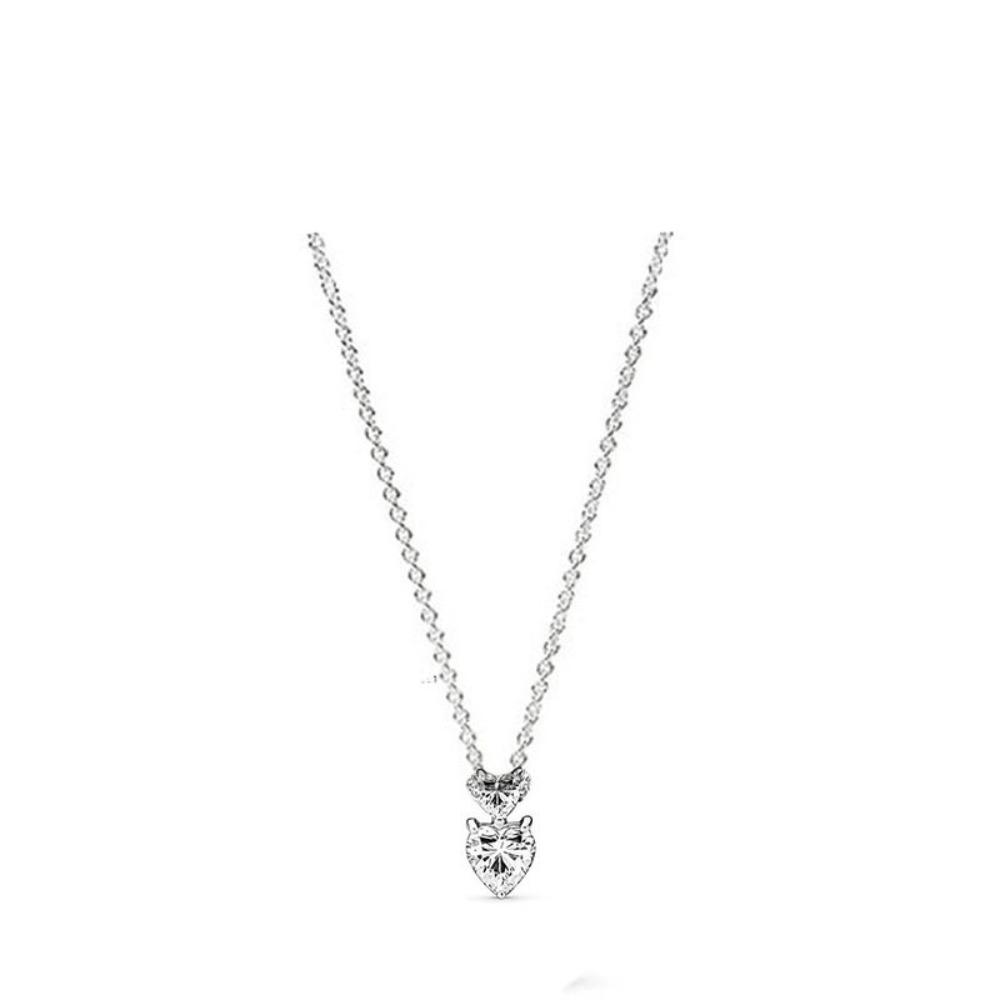 Посеребренное колье с двойным кольцом из серебра 925 пробы, минималистичная цепочка до ключиц, изящные многослойные украшения