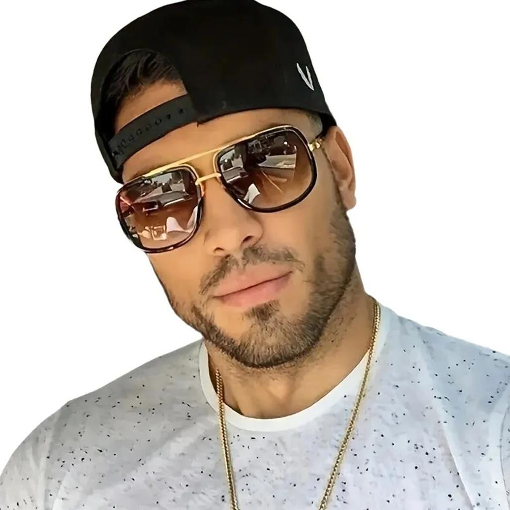 1 пара мужских очков в металлической геометрической оправе в стиле пилота в стиле ретро