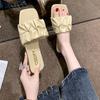 Fashion Summer Slippers For Women  Flats 2024 New Pleated Korean Slippers Women Sandals Green Slip On Shoes Big Size 35-42