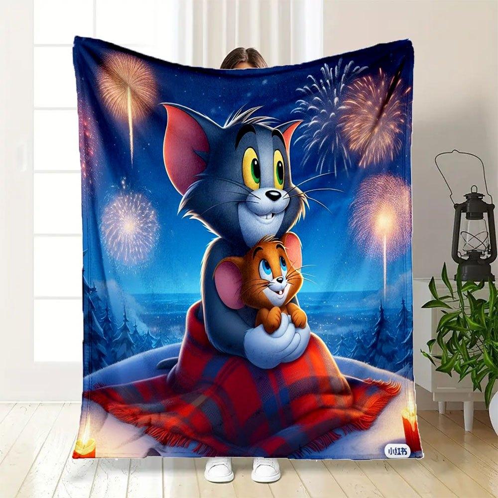 "Tom & Jerry: Magical Night Blanket"Blanket Flannel Throw Blanket for Sofa, Bed, Travel, Camping, Office