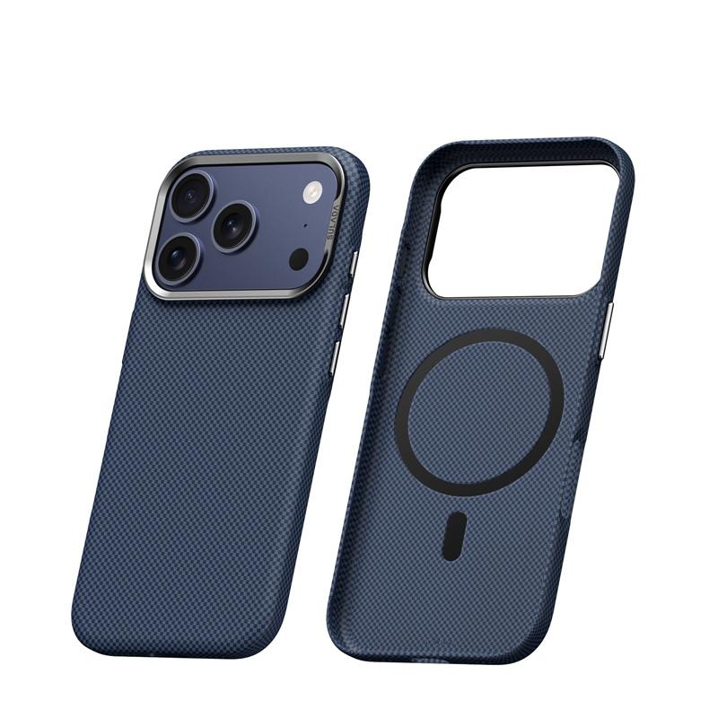 Plaid Texture Metal Lens For Magsafe Case For iPhone 17Pro 16Pro 17 17Pro Max Ultrathin Matte Shockproof Hard PC Cover