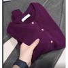 Whitening Raspberry Pink Gold Button Knit Cardigan - Women's Autumn/Winter Korean Style, Soft, Thick, Warm, Round Neck Wool.