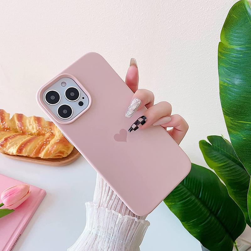 Lovely Love Candy Color Soft Case For iPhone 15 14 13 12 11 Pro XS Max X XR SE 2022 2020 7 8 Plus 6S Liquid Silicone Matte Cover