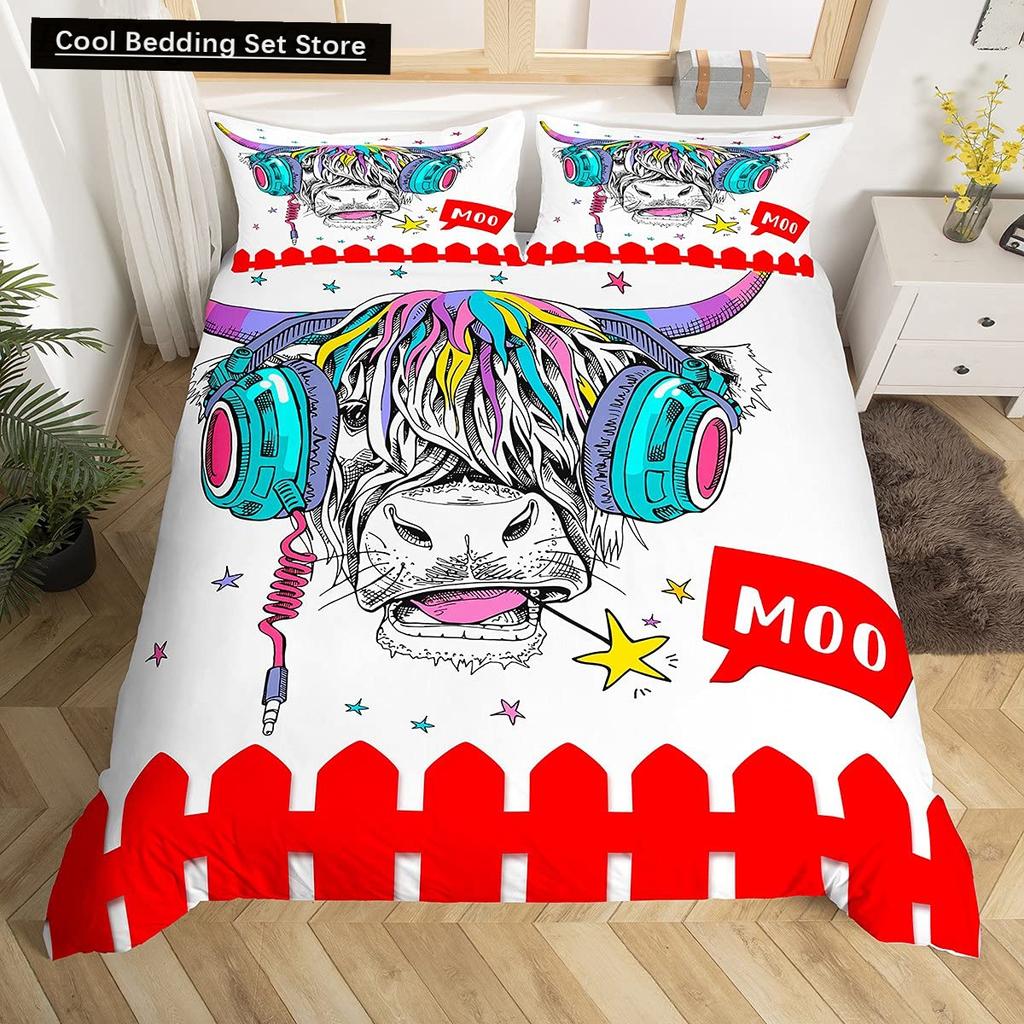 Farm Animals King Queen Duvet Cover Rooster Sheep Pig Cow Bedding Set Farmhouse Country Comforter Cover Polyester Quilt Cover