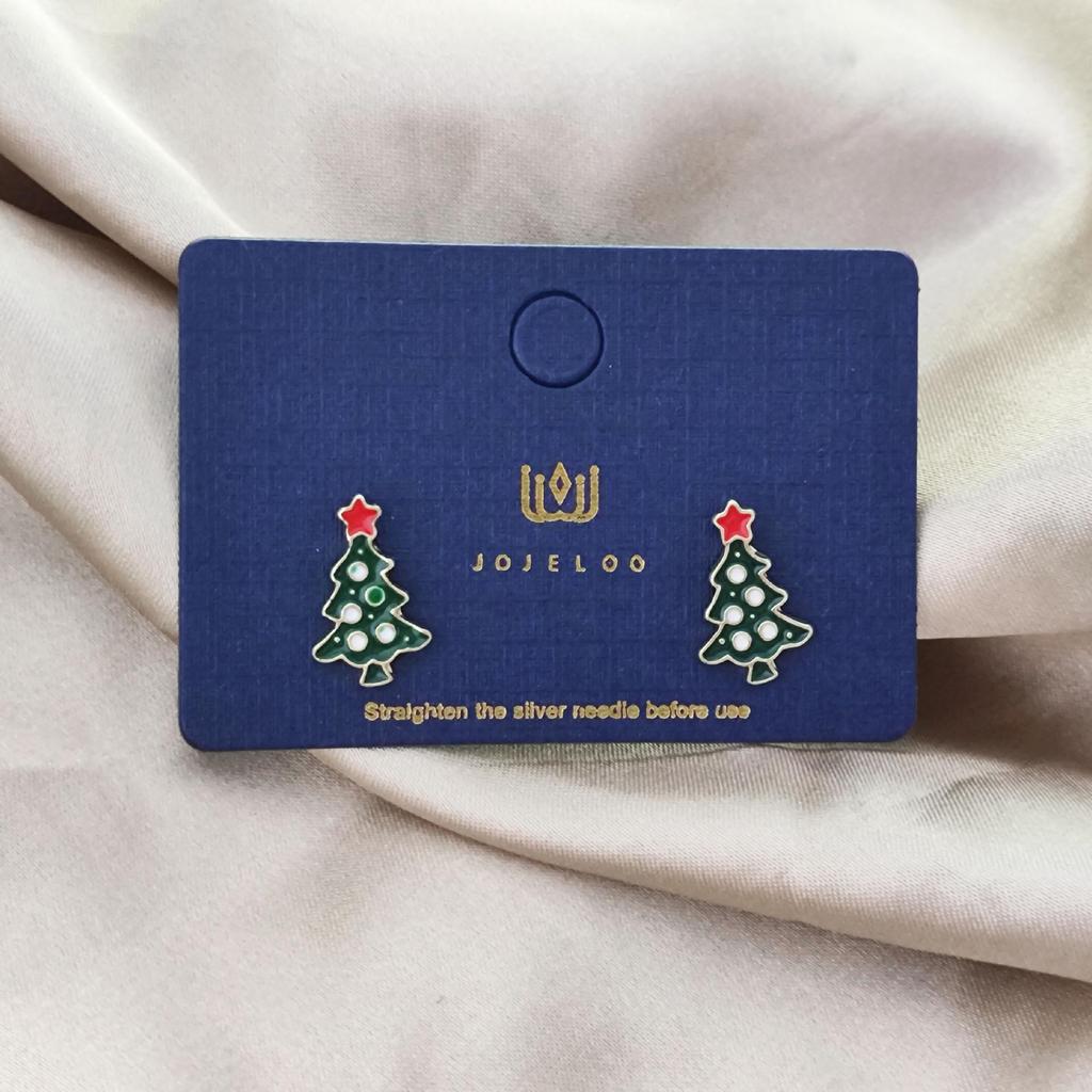 Gold-Plated Copper Christmas Stud Earrings: Snowman, Socks, and Reindeer Design