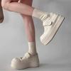 Autumn Mary Jane Women's Shoes Platform Heightening Small White Shoes Breathable Hollow Shoes with Skirts Versatile Casual Lazy Shoes
