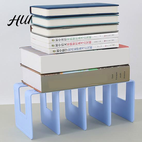 Environmentally Friendly Book Organizer Acrylic Bookends with Four-Compartment Dividers Bookend Horizontal And Vertical Cream Style Desktop