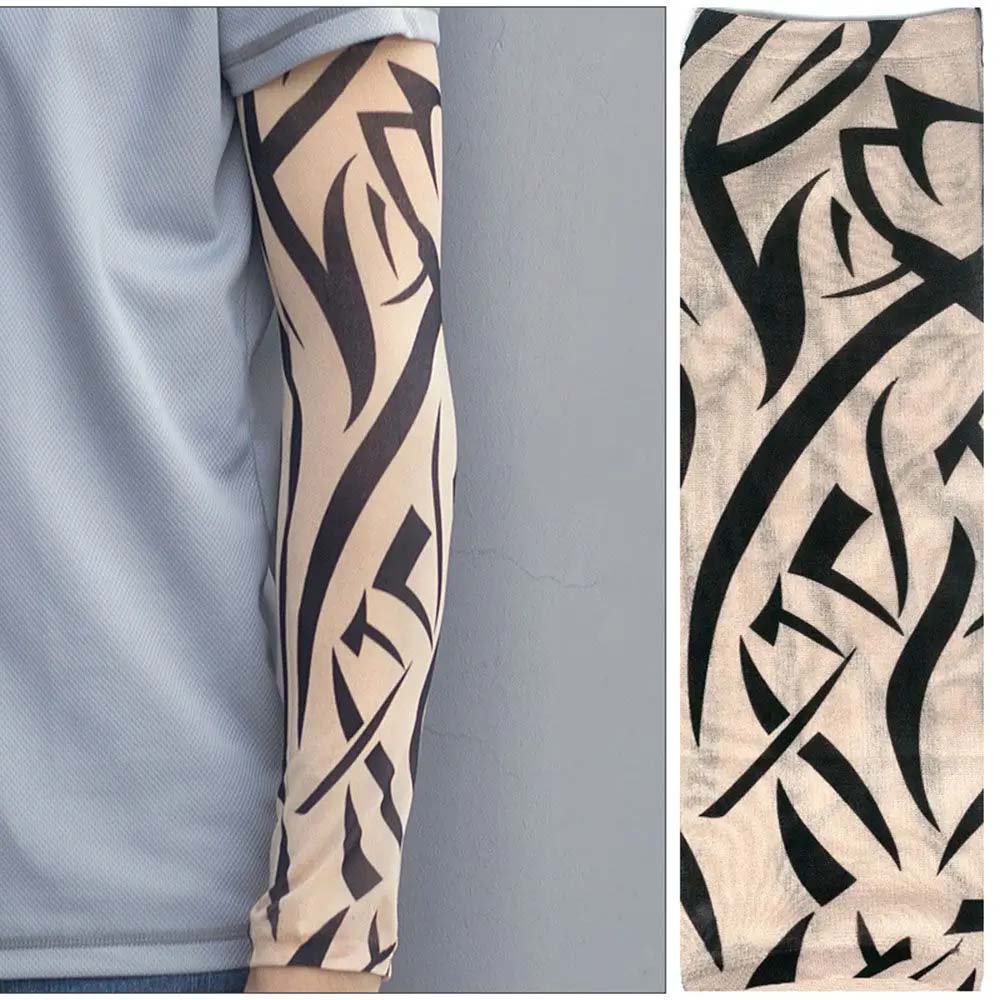 UV Protection Flower Arm Tattoo Sleeve Arm Warmers Sun Protection Cover Ice Silk Arm Sleeve Riding