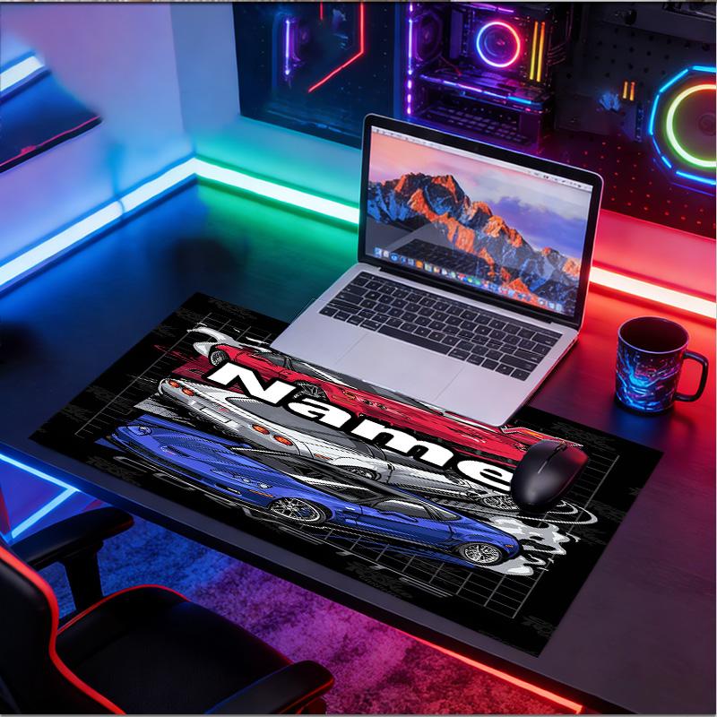 Custom Name Personalized Chevrolet Corvette Pattern Mousepad, Laptop PC Desk Mat, Decorative Desk Mat for Home Keyboard Pad Gift