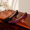 1828-17 Французские металлические кашемировые туфли с заостренным носком и неглубоким скошенным каблуком женские туфли 2024 года осень-зима новые туфли для поездок на работу на высоком каблуке