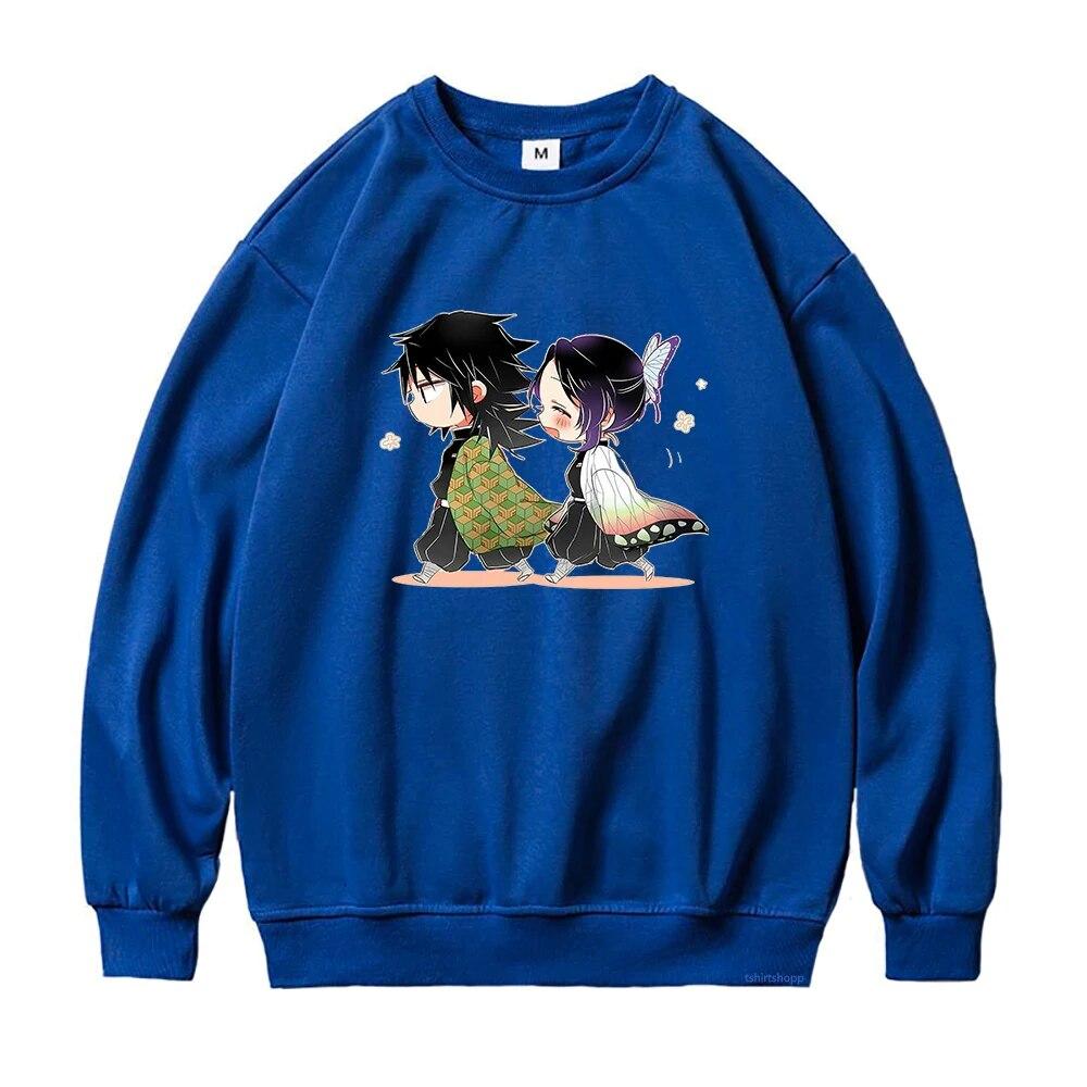 Толстовка с капюшоном Demon Slayer Giyu Tomioka и Shinobu Kocho с графическим принтом Kimetsu No Yaiba, аниме, женские толстовки унисекс