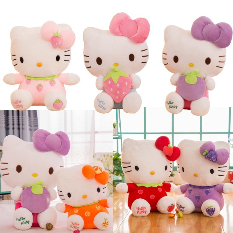 Cute And Cuddly Hello Kitty Cat Plush Toy With Strawberry And Bamboo