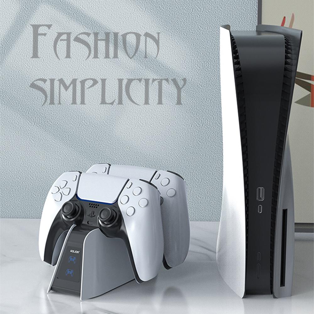 Док-станция AOLION ALP500701 с двумя слотами для быстрой зарядки для Sony PS5 DualSense Edge Controller Charger со светодиодным индикатором