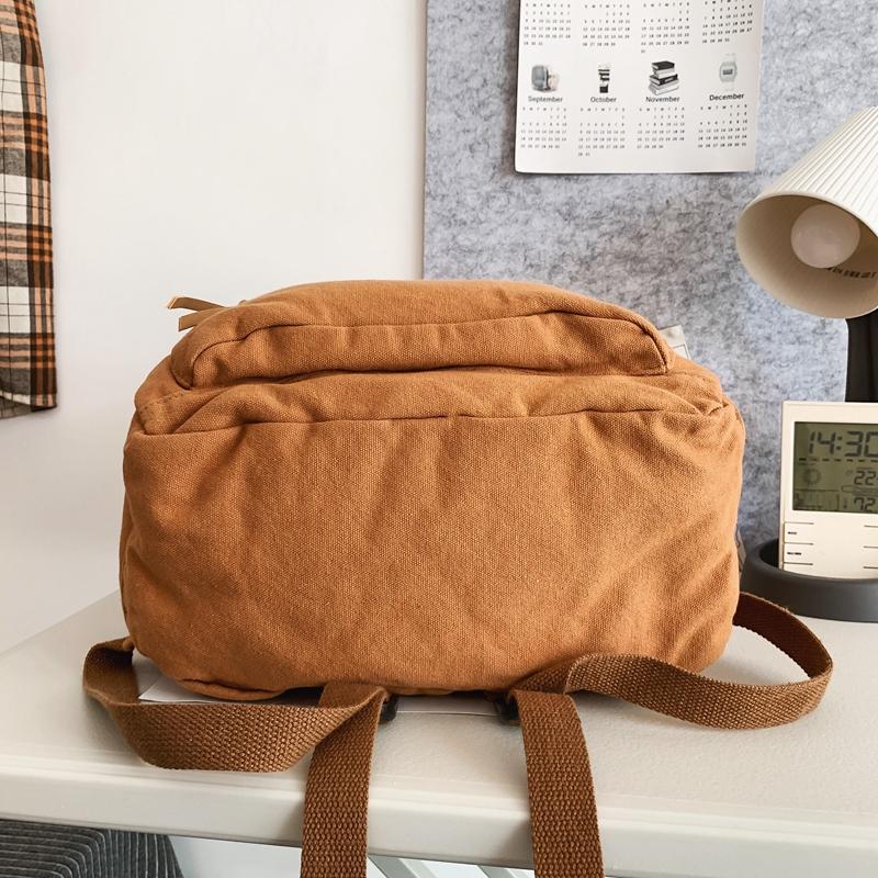 Школьная сумка для женщин, однотонный рюкзак, промытый холст, рюкзак для девочек