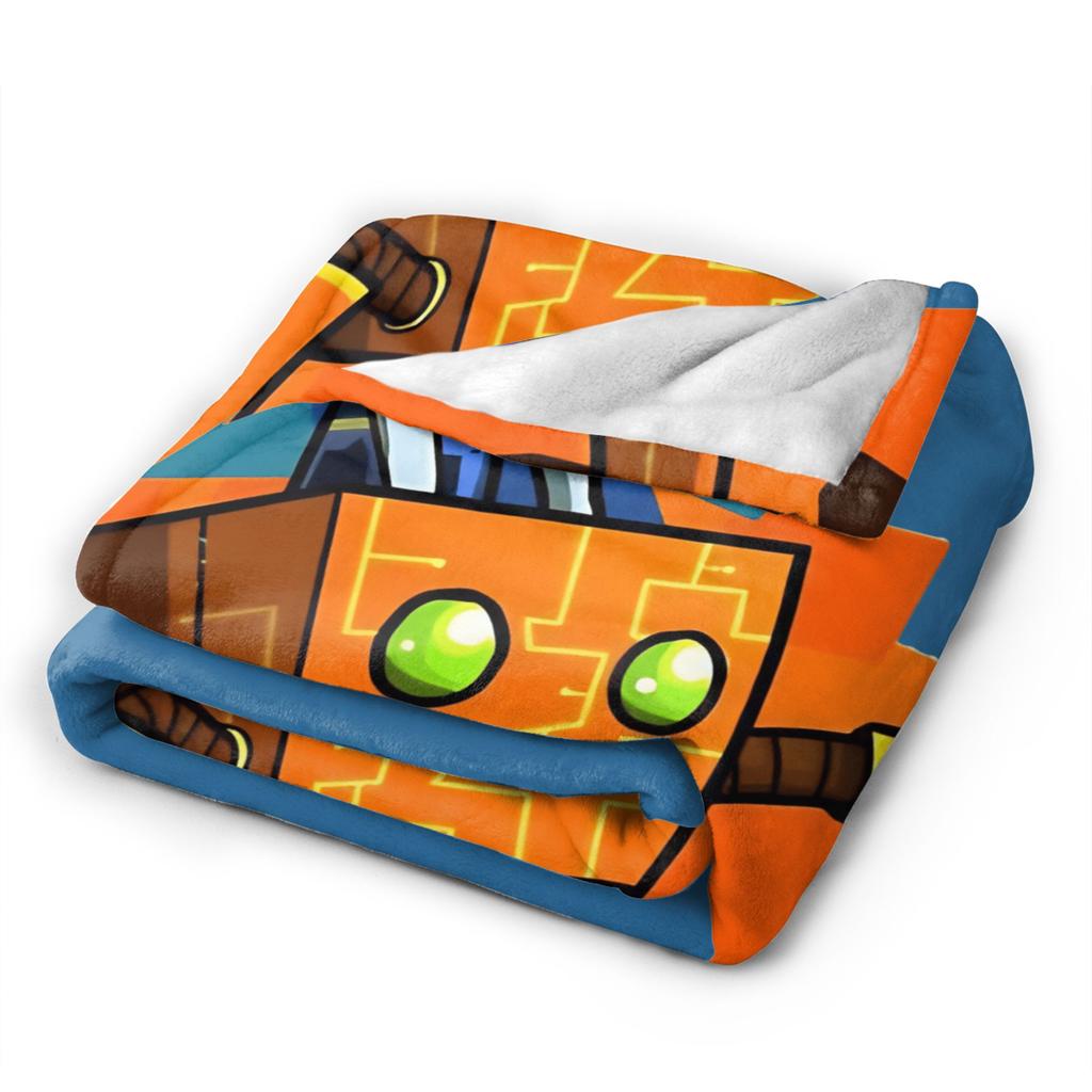 Geometry Dash Gaming Game Plush Blankets Winter Super Soft Flannel Throw Blanket Child Sofa Bed Graphic Bedspread Cover