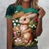 Летний топ с круглым вырезом и 3D-принтом в виде цветов, животных и кроликов, модные повседневные женские футболки с короткими рукавами