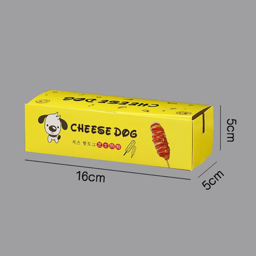 100PCS Disposable Hot Dog Packaging Box Paperboard Boat Shape Sausage Snack Boat Box Food Grade Eco-Friendly Takeaway Container