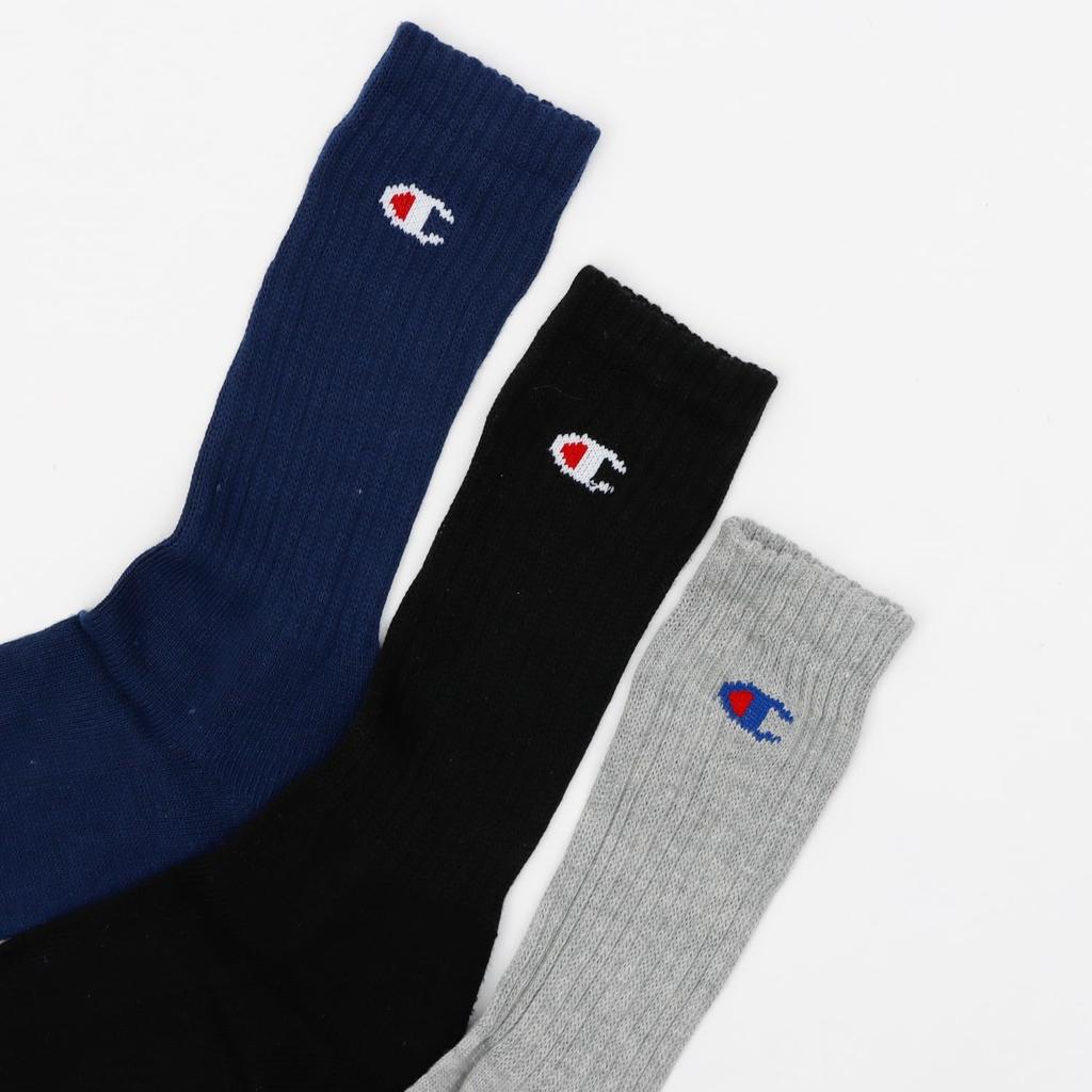 High Solid Color Half Socks, (3-Pair Set), Pile, One-Point Logo, Full-Length Socks, CMSCY002-997-M