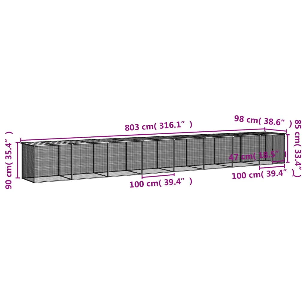 Chicken Coop with Roof Anthracite 803 x 98 x 90 cm Galvanized Steel