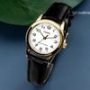 Easy To Use Daily Slim Simple Men and Women Couple Watch 001 Gold Leather White Women's