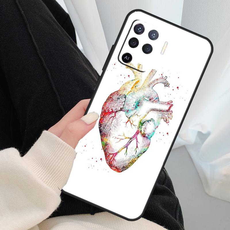 Чехол-анатомия человеческого сердца для Oppo A96 A76 A16 A60 A98 A58 A78 A18 A38 A80 A40 A77 A57 A17 A74 A54 A94 A15 A5 Pro