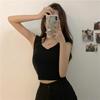 Korean Style Pure Cotton Camisole Vest Fixed Cup with Chest Cushion Sleeveless Short Top for Wearing on The Outside and On The Inside
